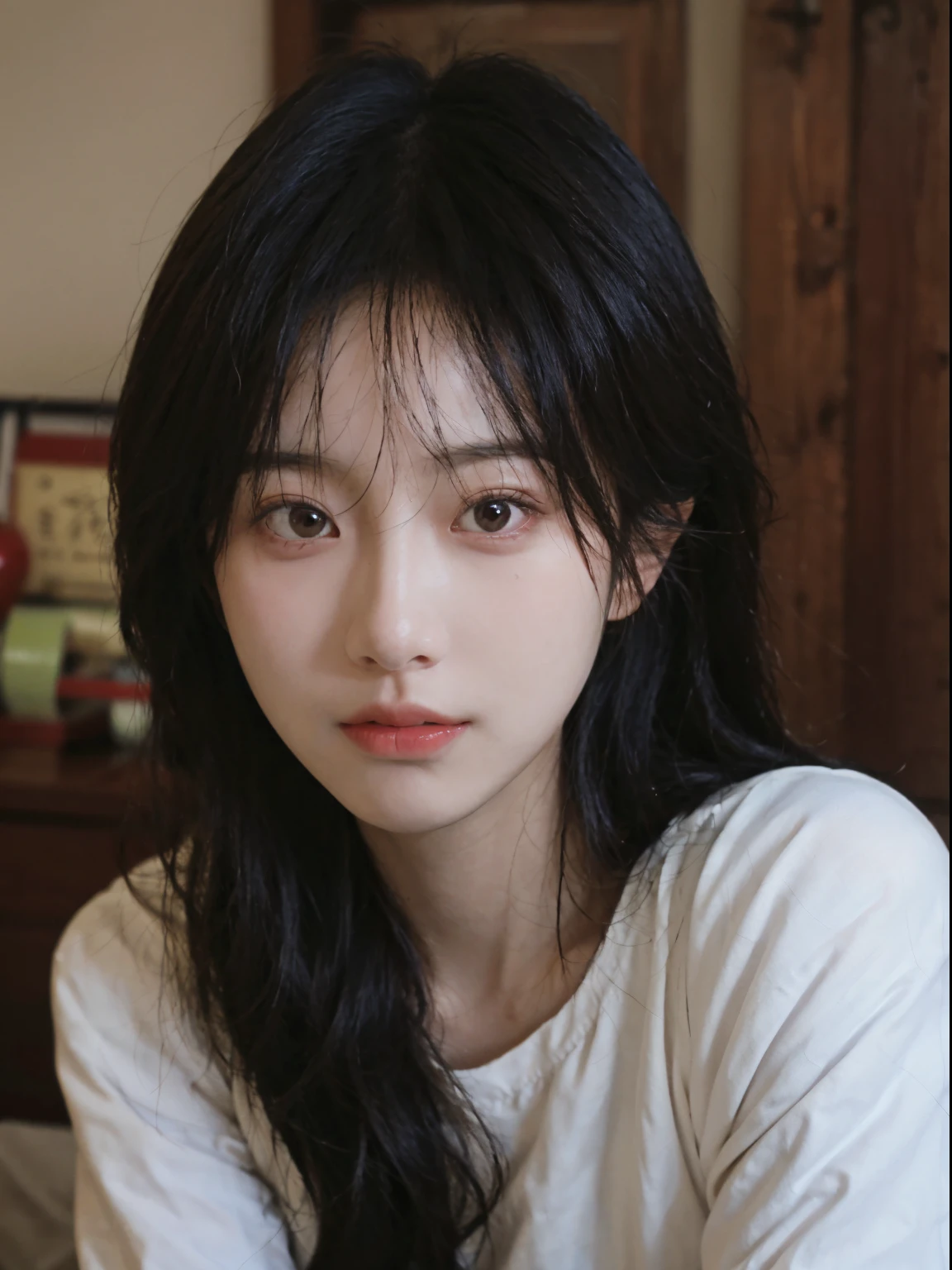 Best quality at best, 超高分辨率, (realistically:1.4),A woman in a white top poses for a photo, 🤤 girl portrait, beautiful Korean women, gorgeous young korean woman, Korean girls, Urzans, Young and cute Korean face, Cute and delicate face, Those girls' The avatar is cute and exquisite, beautiful young korean woman, young and lovely Asian face, Pale round face, Cute Korean face, Beautiful Asian Girls