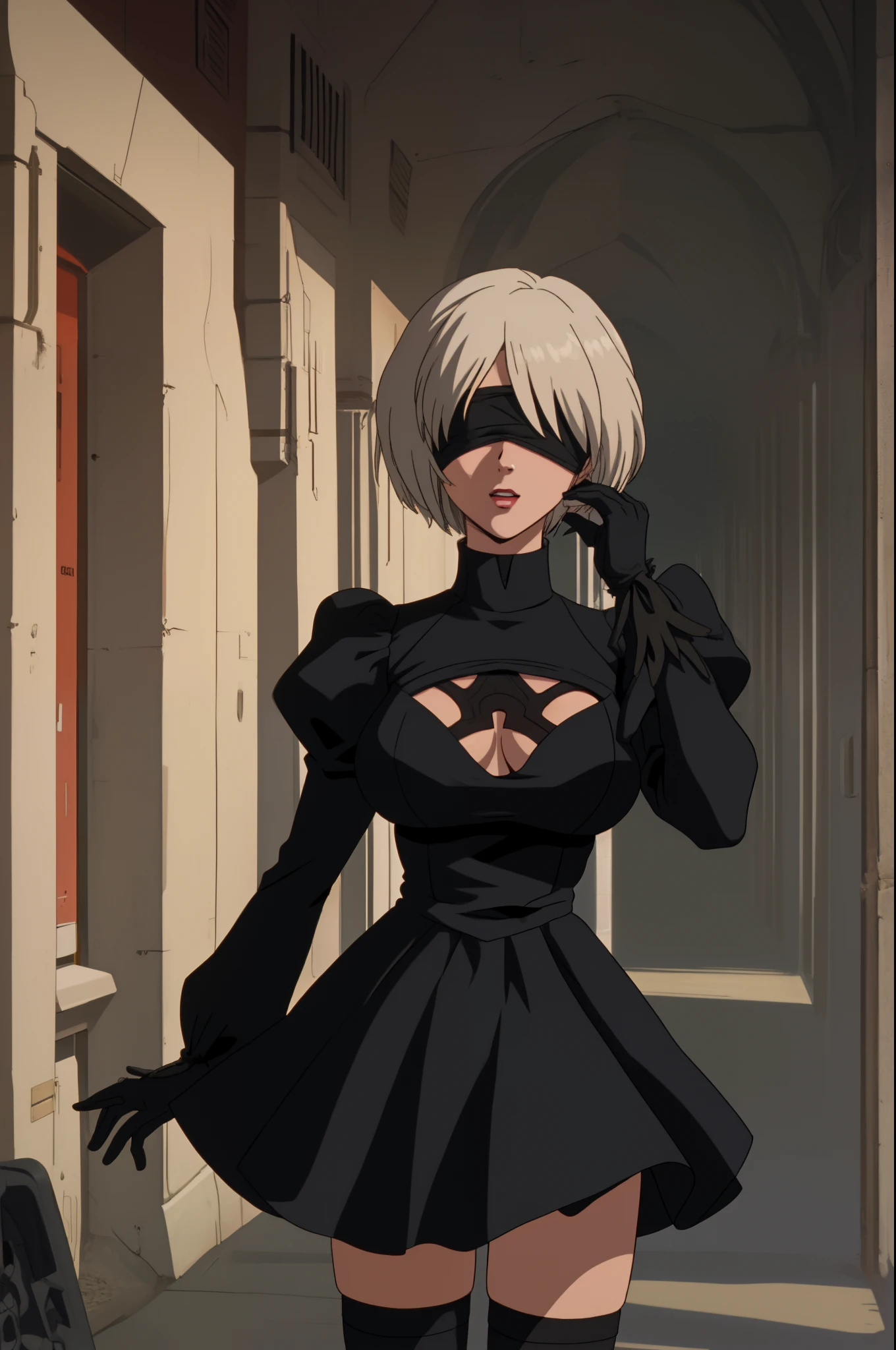 n_2b
blindfold, black blindfold, large breasts evangelion anime style