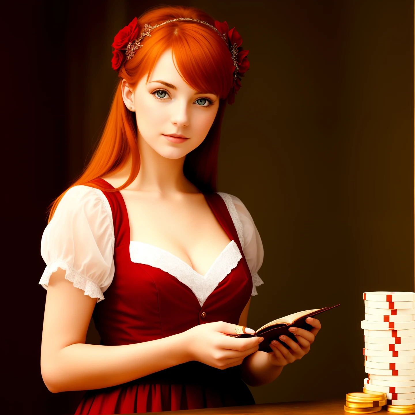 Young woman magician rousse médiévale