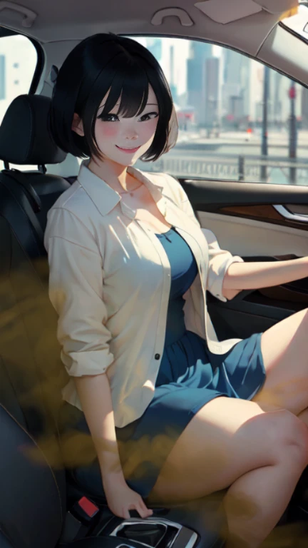 ((velocity)),Attacked by farts, (((Women farting))),(girl farting while driving a car)),smiled slightly,velocity,(a female taxi driver),(wearing blue shirt and blue dress),(sit facing the speedometer),()) (shorthair blackhair),(Asian woman),(in the car),(masterpiece:1.2、top-quality)、(the Extremely Detailed CG Unity 8K Wallpapers、ultra-detailliert、Best Shadows)、(细致背景)、(The best lighting、extremely delicate and beautiful)、depth of fields、1girl in、独奏,
