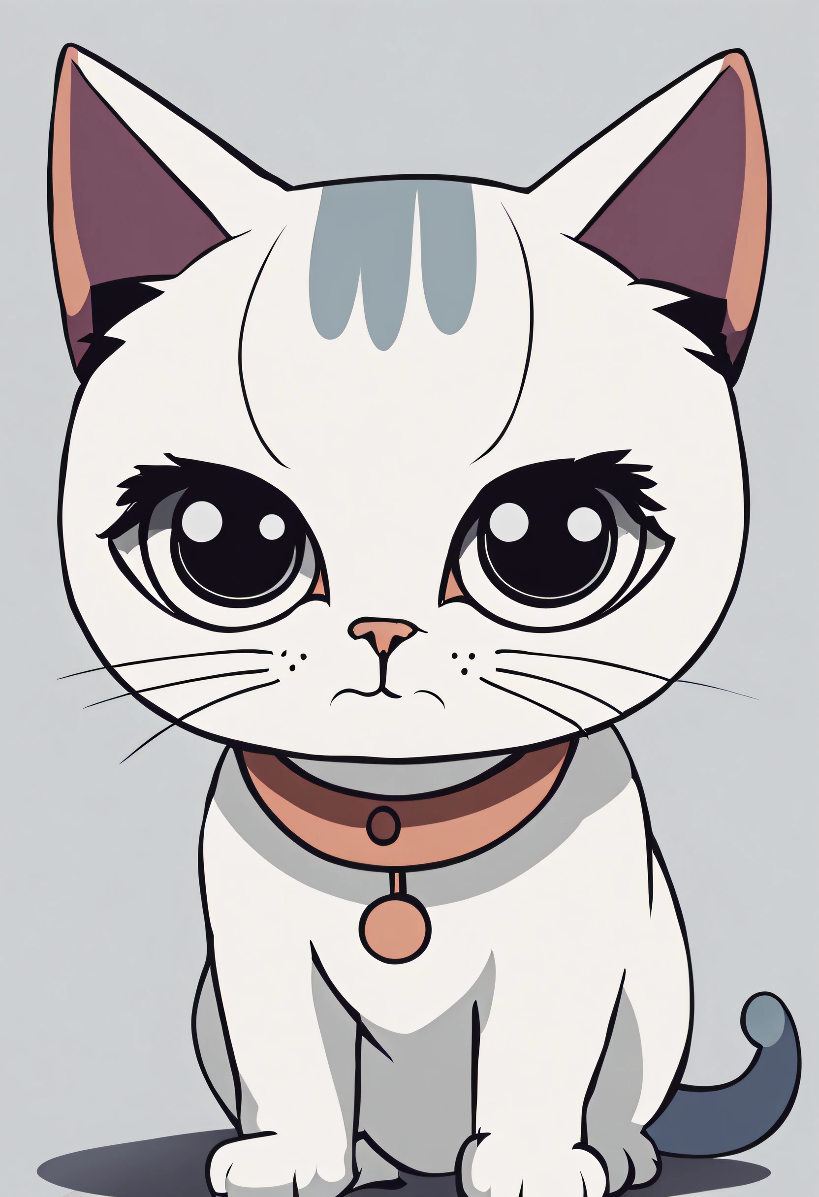 minimalism, Flat drawing, s face, cat, big eyes, the anime, monster, whitebackground