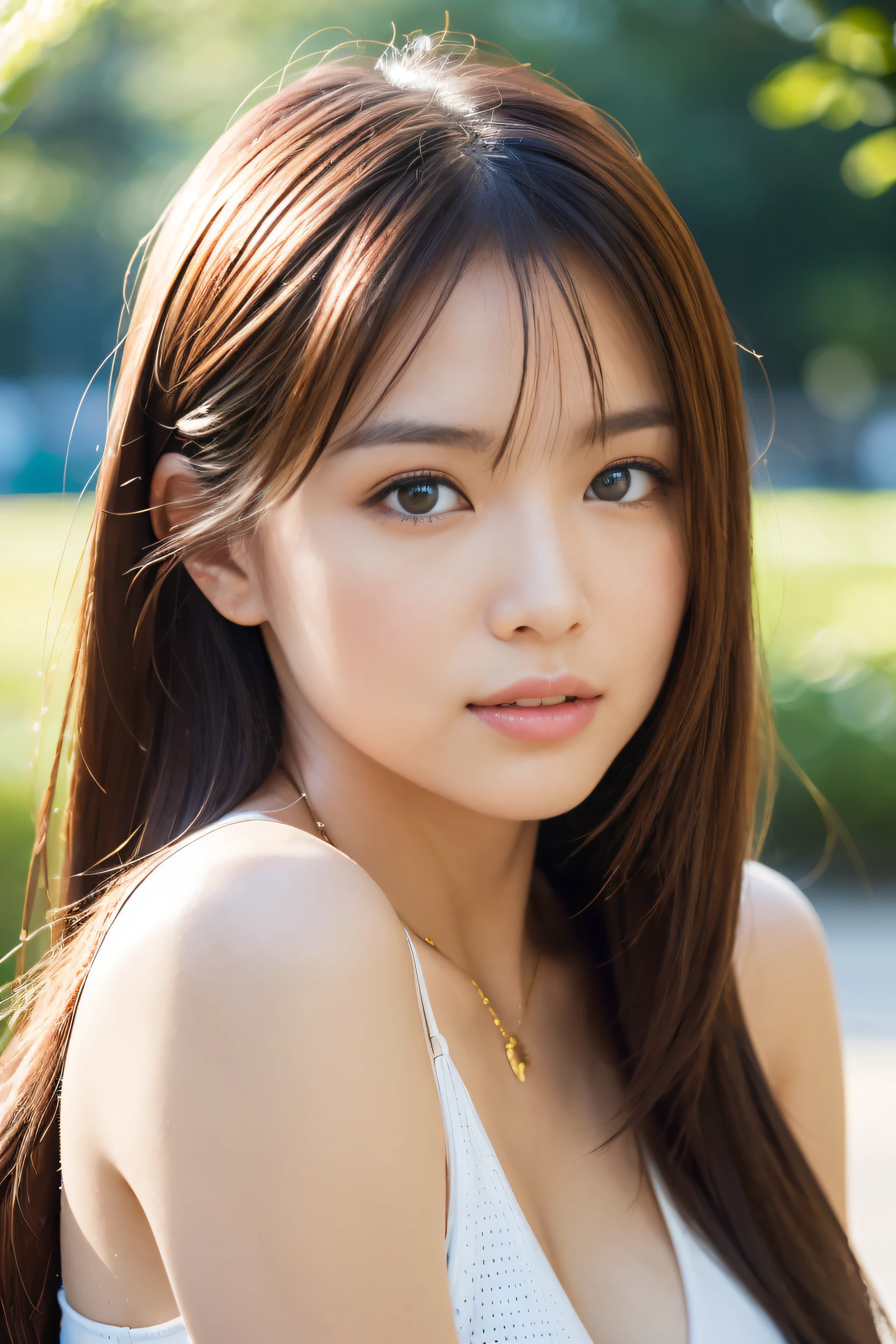 ulzzang-6500-v1.1,(RAW Photos:1.2), (Photorealistic), (Genuine:1.4), ((masterpiece)),(Very realistic, High resolution, Detailed face, Beautiful Eyes), ((Glowing silver hair))、((blue eyes))、Pure beautiful girl、Crouch down、Shot from the side、