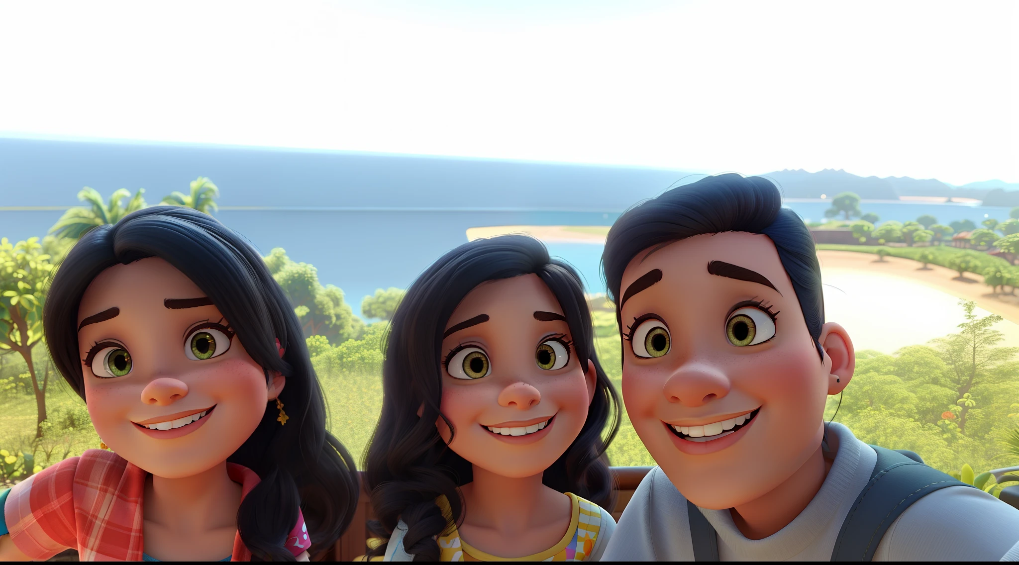 2 mulheres, 1 homeme, estilo disney pixar, alta qualidade, melhor qualidade