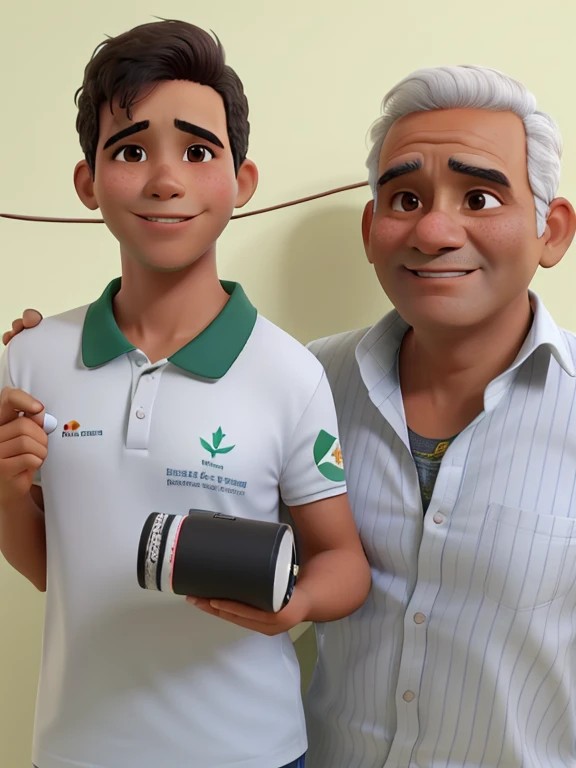 Um rapaz de seu pai felizes