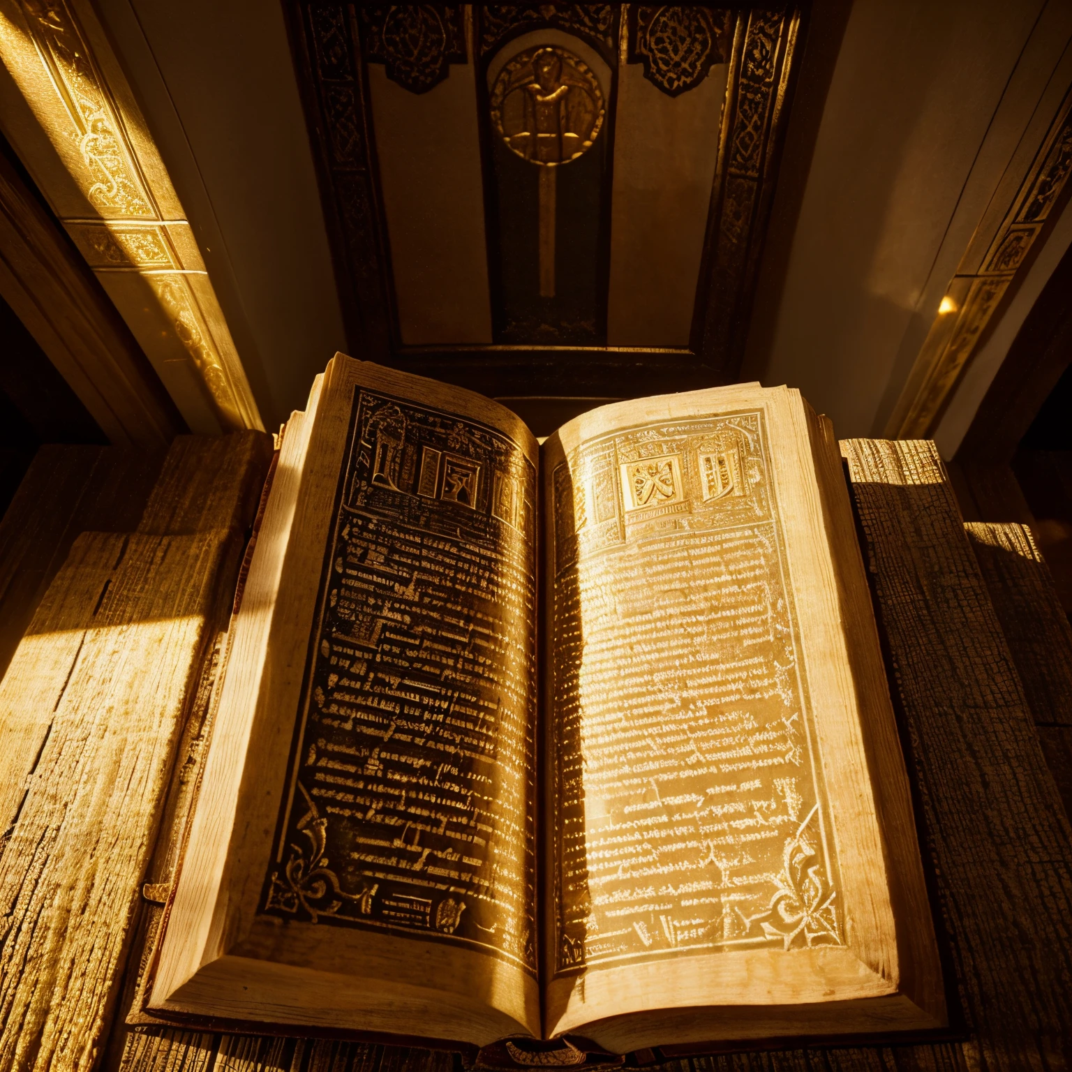 Prompt for MidJourney:
Image: An ancient book with the title "Daniel of the Bible" written on its cover in golden letters.
Descriptive keywords: Ancient, religious, symbolic, magical.
Photographic style: Mystical and atmospheric, with warm lighting and a soft glow.
Tone: Reverent, mysterious, and awe-inspiring.
Object: The ancient book "Daniel of the Bible" with golden letters on its cover.
Action: Illuminated by a ray of light from above, opening its pages, revealing beautiful illustrations blending biblical themes with Disney and Pixar characters.