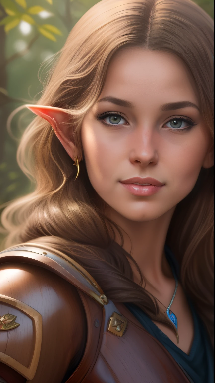 Beautiful wood elf, hyperrealistic fantasy art, graphic artist magali villeneuve, inspired by Magali Villeneuve, Elven Warrior Princess, 4k fantasy art, Portrait of an Elven Warrior, Beautiful and elegant elf, realistic fantasy artwork, female elfling