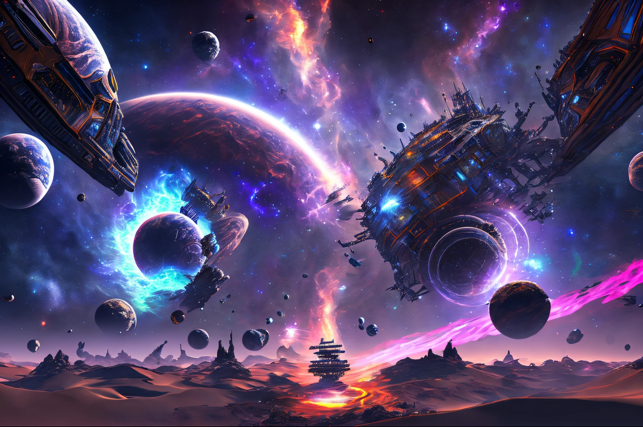 Interstellar space guerrilla ship in the midst of battle against others of the same, meteoric neon cosmic background, Ultra authentic, hyper plausible, highly stupendous, rigidly worthy, extremely spectacular, very incredible, ultra fantastic, hyper biased, rich in attraction, hyper unimaginable, hyper surprising, ultra epic, full HD, 3D, 4K, ultra realistic, ultra detailed, hyper realism, hyper perfectionist, rich in uniqueness, ultra magnificent, highly extraordinary, rigidly sensational, ultra in-depth, hyper-precise, highly precise, very complete, extremely particularized, rich in exclusivity, hyper-pragmatic. --auto --s2
