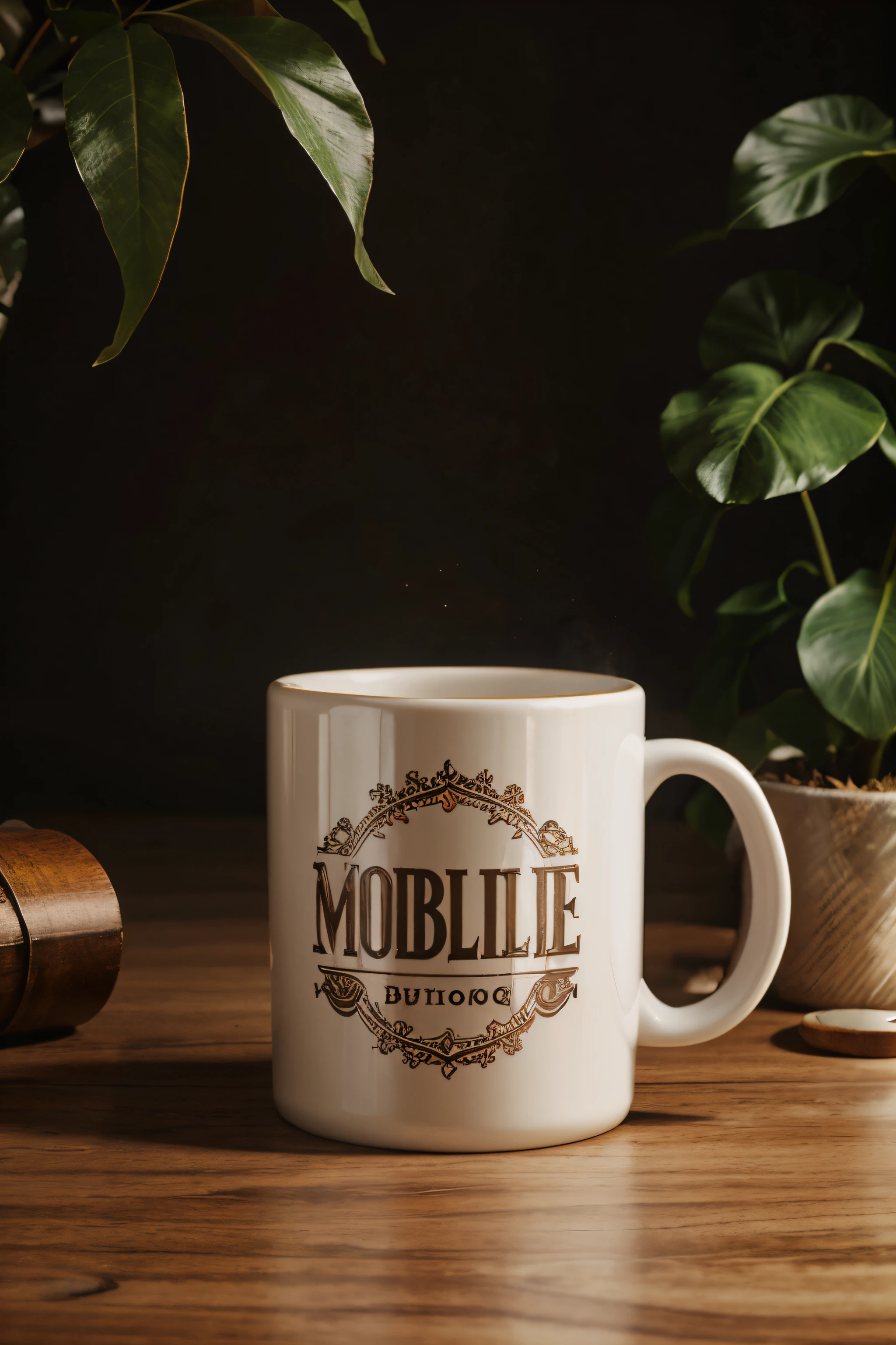 sublimation mug mockup, fundo estilo boho