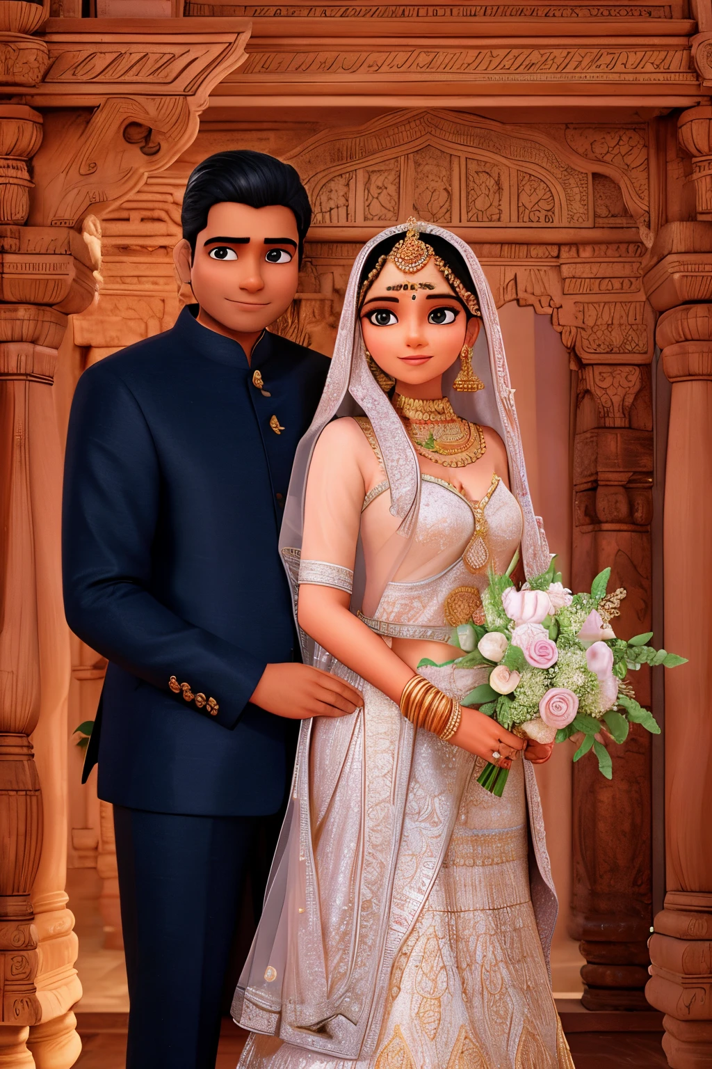 Indian bride beautiful couple high quality 3D