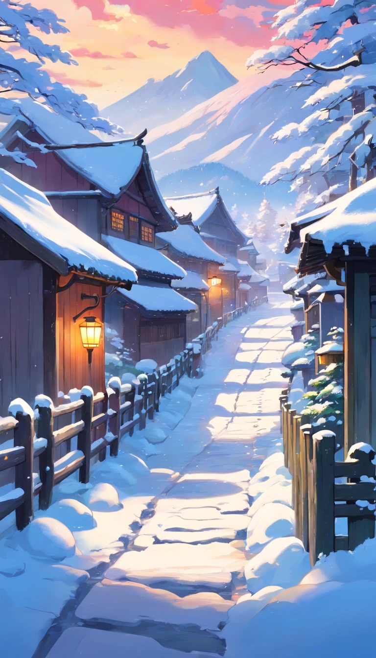 Snow scene of a village with fence and wooden fence, Chinese village, colorful wall, snow, snow, covered with snow, during snowfall, snowy winter, winter environment, (snow), snow snow, shooting, beautiful snow scene, beautiful winter area, snow scene, winter snow, high snow, sunny winter day, winter in the snow, snow, white, lady