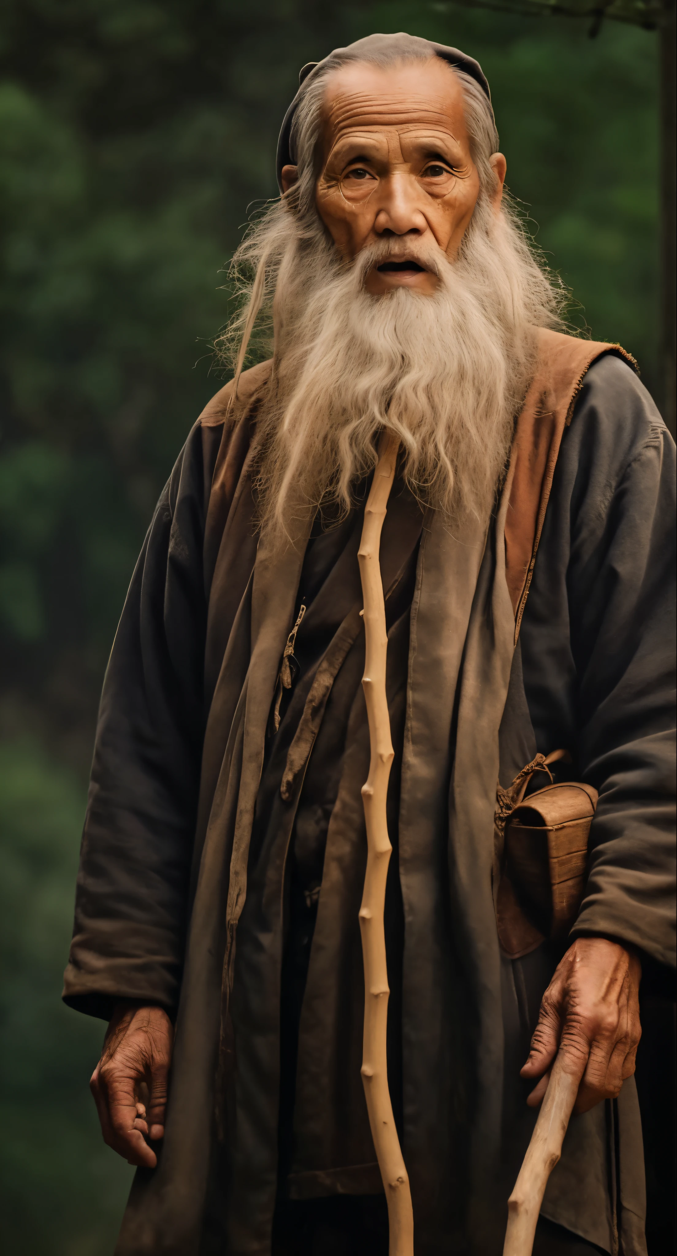 with a long beard,With a hat on、Alafield man holding a stick, Realistic digital painting, Realistic digital painting, Smart old man, # 1 digital painting ever, #1 digital painting ever, stunning digital painting, Hyper-realistic digital painting, one old man, Portrait of an old man, very detailed digital painting, smooth private parts. digitial painting