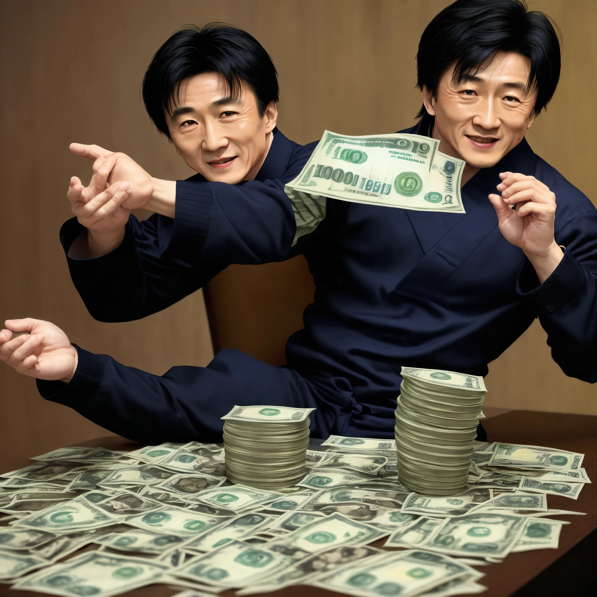 Jackie chan doing a money spread
