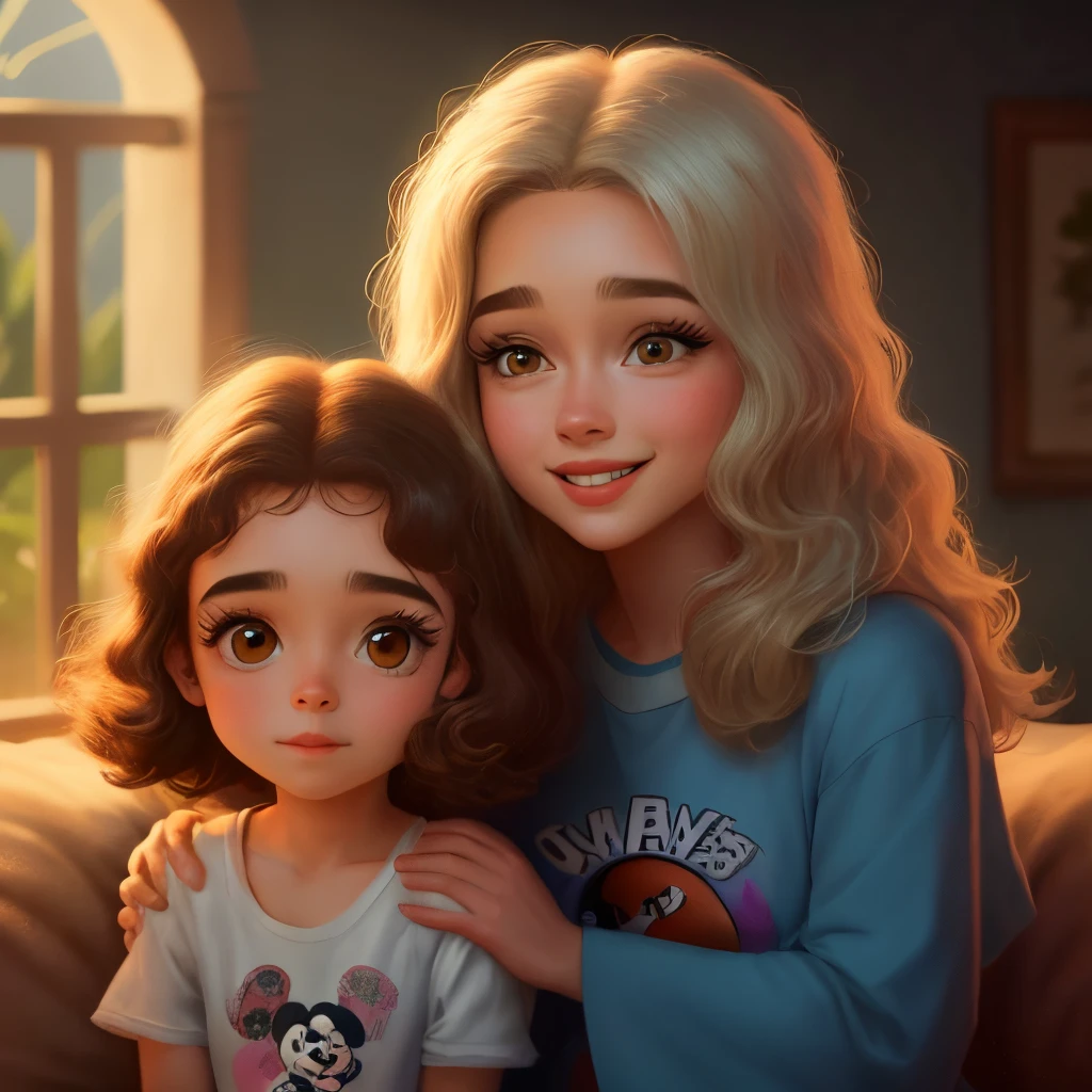 Uma menina alta cabelos castanhos ,olhos castanhos  escuros, with your best friend JESUS Disney Pixar version