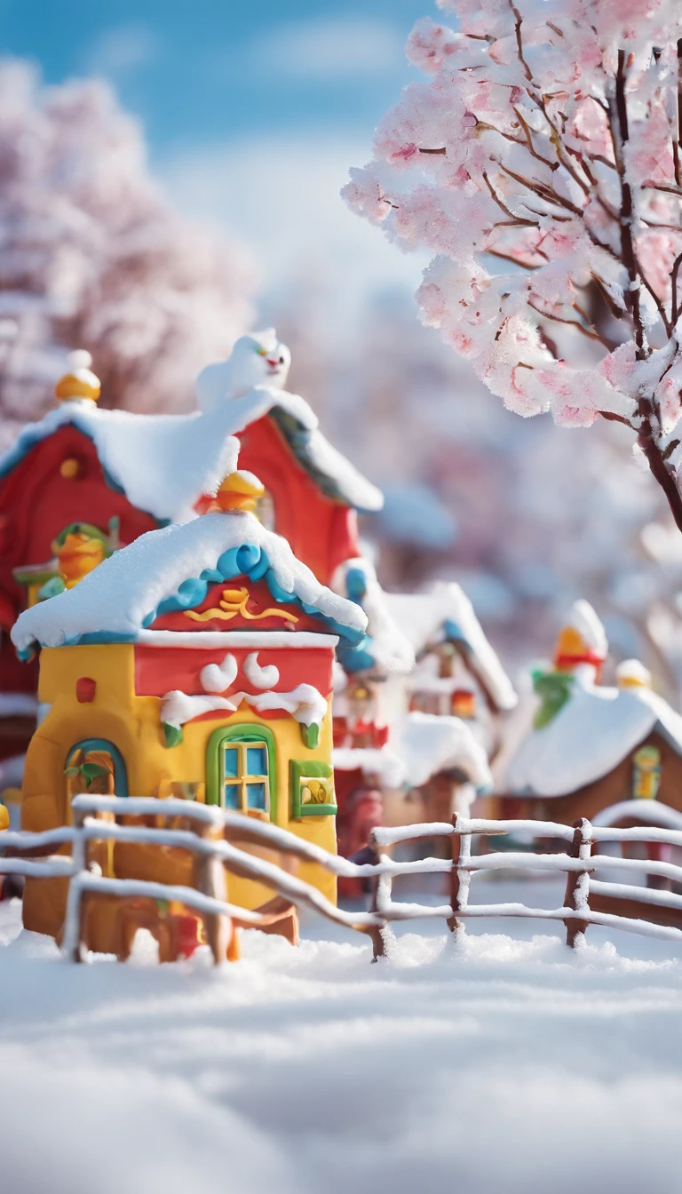 Snow scene of a village with fence and wooden fence, Chinese village, colorful wall, snow, snow, covered with snow, during snowfall, snowy winter, winter environment, (snow), snow snow, shooting, beautiful snow scene, beautiful winter area, snow scene, winter snow, high snow, sunny winter day, winter in the snow, snow, white, lady