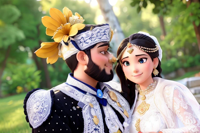 Traditional couple beautiful bride high quality 3D
