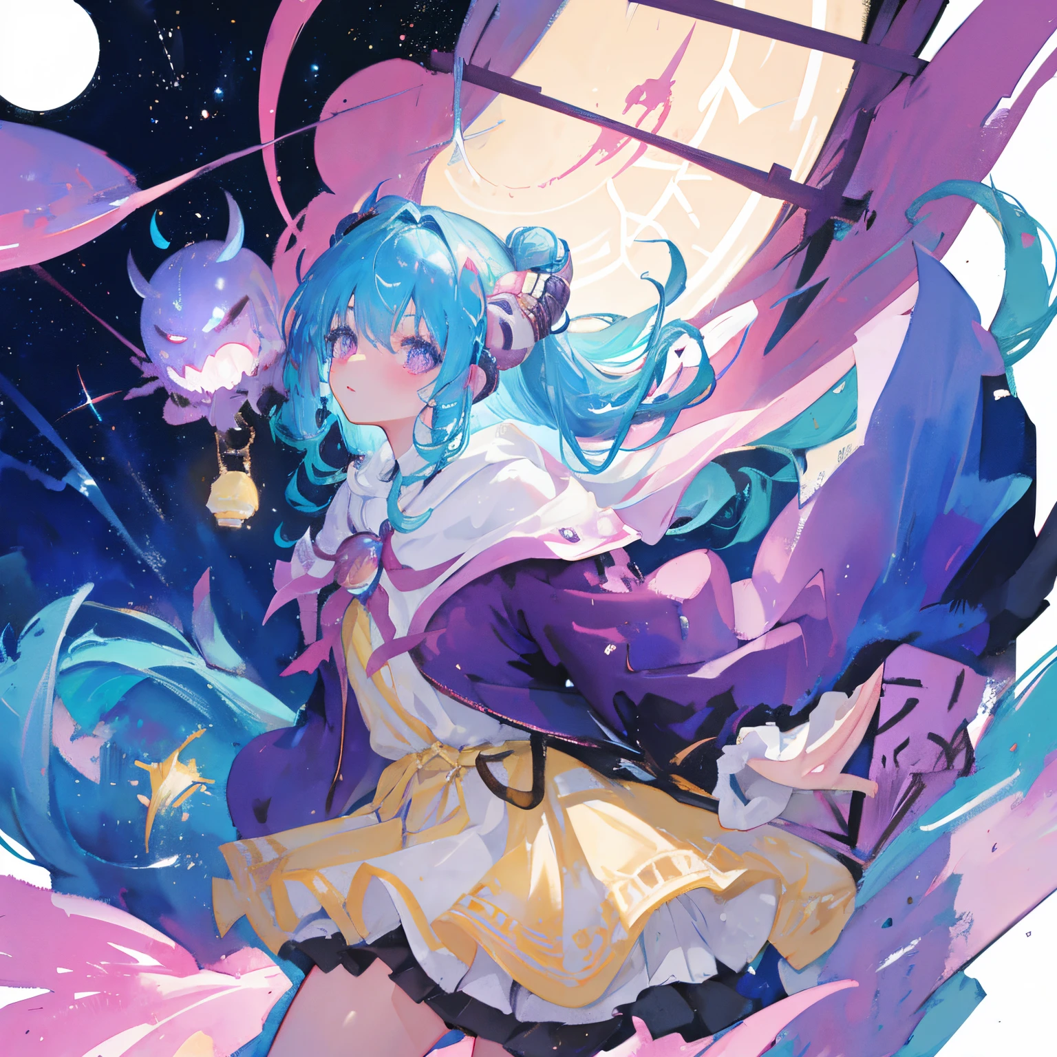 Space Girl、Beautiful watercolor painting、Beautiful Monster Girl、Space horror、Female Alien、Zerg