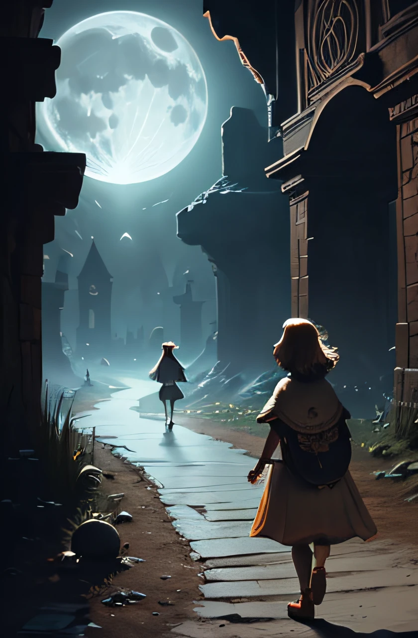 Footsteps in rhythm, a path unknown,
In the heart of adventure, seeds were sown.
Luna (girl) and her friends, in the moonlit haze,
A quest unfolding, in a magical maze.