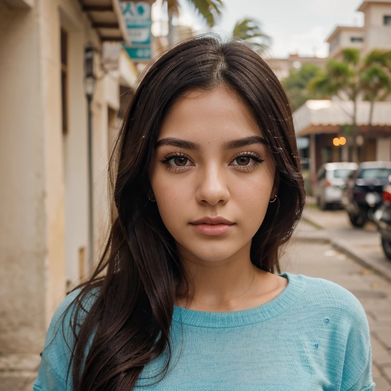 21 Year Old Woman, cabello largo rubio casi dorado, long eyelashes and perfect eyebrows, ojos azules, nariz bonita, hiper realista, la mejor calidad, foto retrato, que este vestida con un estilo de ropa softcore