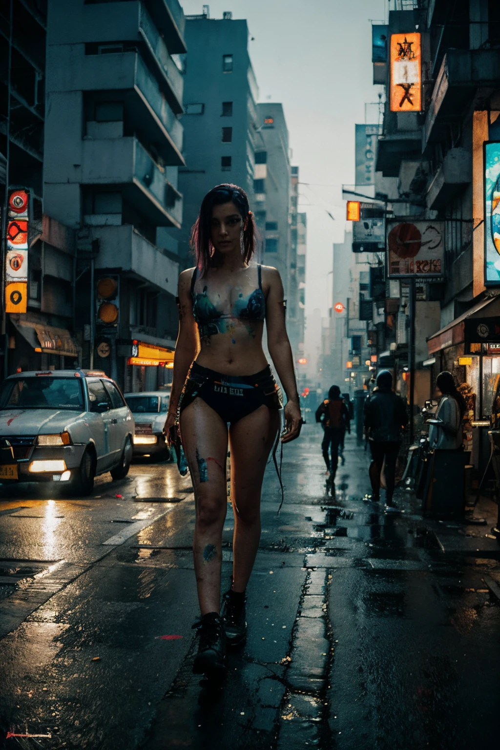 Pintura aquarela cyberpunk