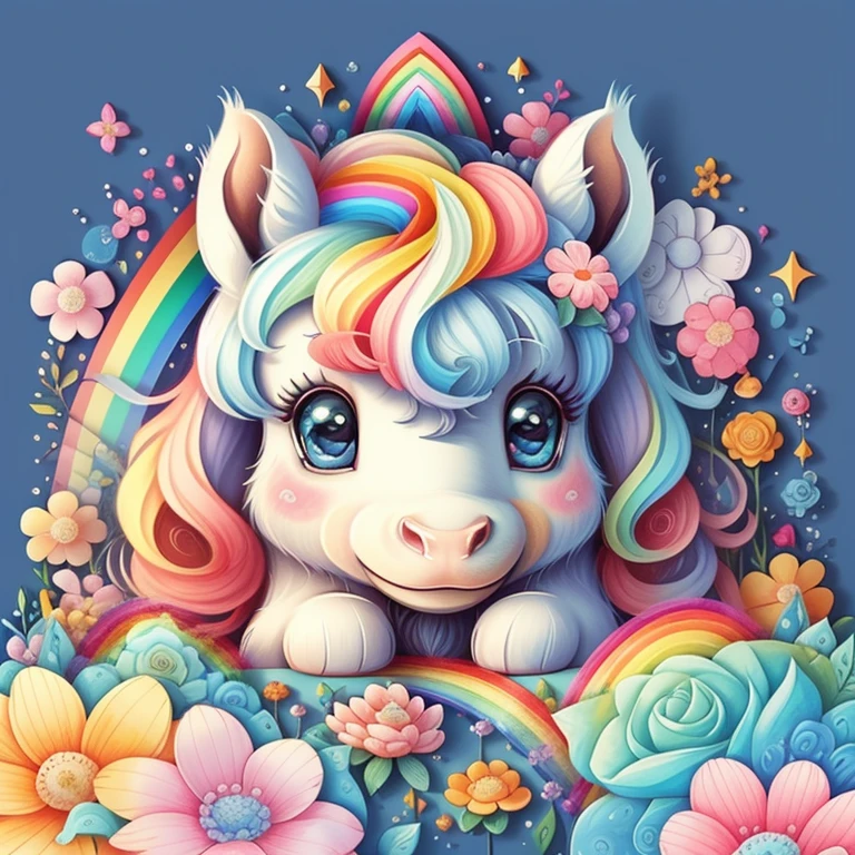 (cute baby pony with a rainbows and flowers), Munchkin ,Geometric multidimensional wall portrait, livro de arte, Tchibi,
Yang08k, Beautiful, Colouring,
Obras, of the highest quality, best quality, Arte Oficial, Beautiful and Aesthetic,