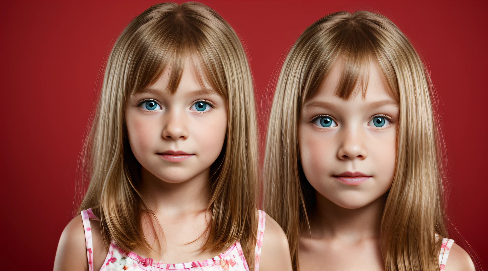 HALO NO LASER, CHILD GIRL BLONDE LONG HAIR, fundo vermelho,