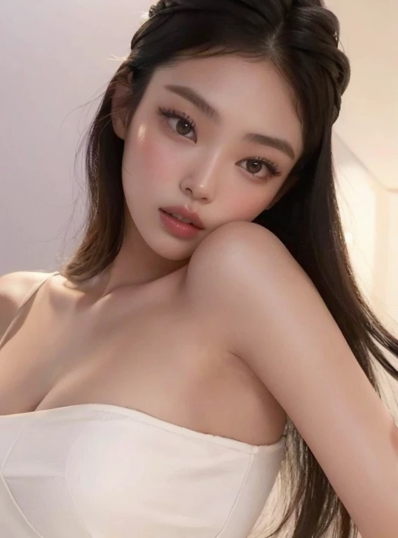 Jennie Blackpink, Asian girl, Asian women, com longos cabelos escuros, beautiful Asian girl, com cabelos pretos, com cabelo preto liso, com longos cabelos pretos, cabelos pretos longos e finos, roupas pretas estanques, vestindo roupas brancas, cabelos negros, an Asian woman, seios grandes