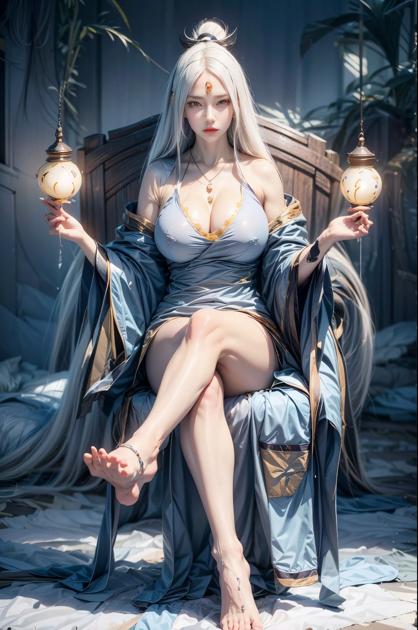 realistic, 1 women, best quality, 12k, HD, long hair, big round breasts, cleavage, ponytail, necklace, jewelry, shorts, short jacket, slim hips, hair tie, yellow eyes, black hair, super detailed, Eye details, hair details, person details, mouth details, face details, breast details, clothes details, hair details, pants details, hand details, whole body