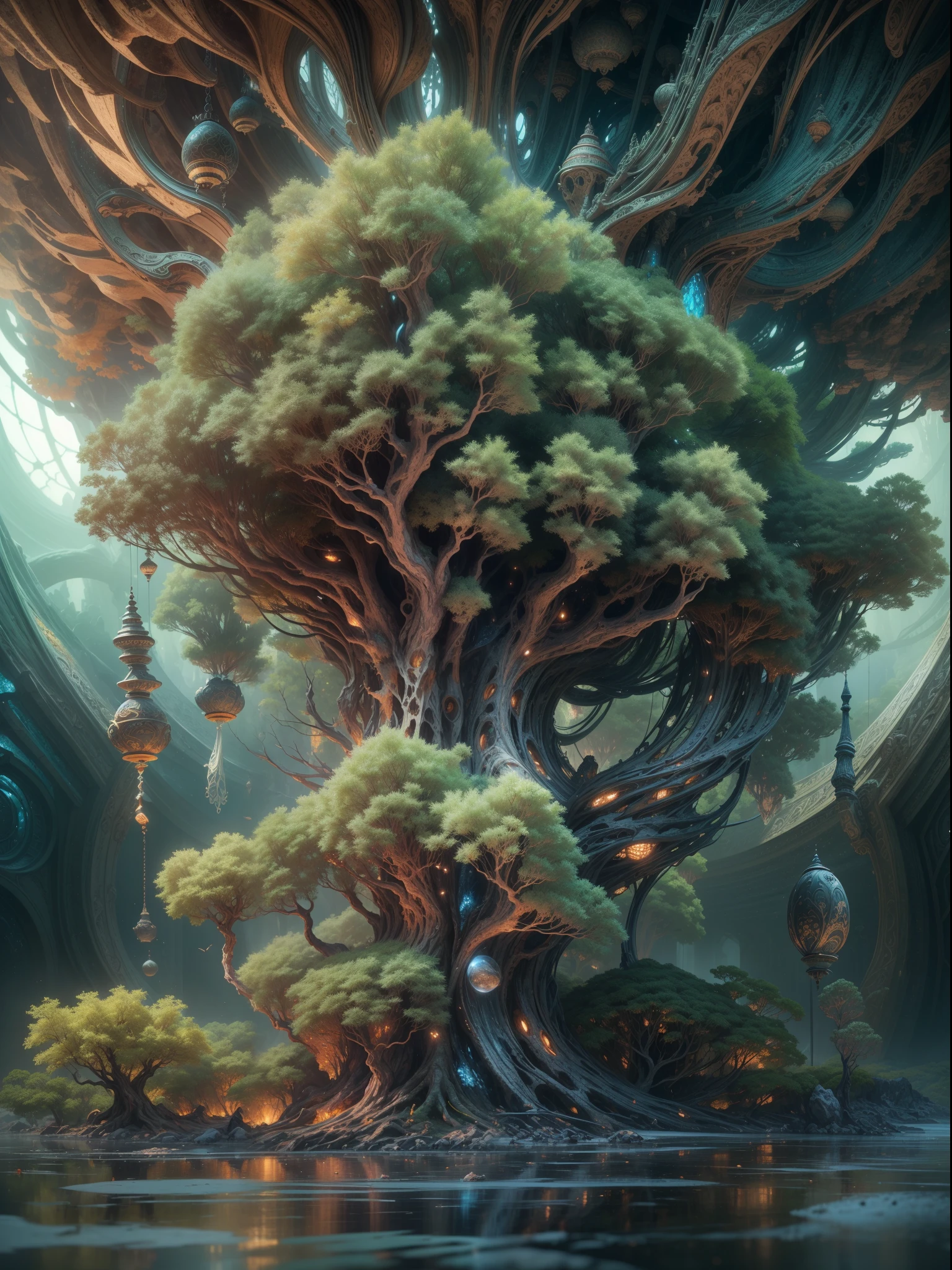 (best quality,4k,8k,highres,masterpiece:1.2),ultra-detailed,(realistic,photorealistic,photo-realistic:1.37),digital sculpture,organic forms,futuristic elements,nature and technology synergy,innovative design,seamless integration,fluid and dynamic shapes,mechanical components,vibrant color palette,metallic textures,digital environment,harmonious balance of nature and technology,highly detailed and intricate structure,surreal and imaginative,artistic interpretation,layered complexity,perfect blend of natural and synthetic elements,unique and captivating,attention to detail,visual depth and dimension,impressive sense of scale,awe-inspiring composition,illuminated with dramatic lighting,engaging and thought-provoking,unveiling the future of art