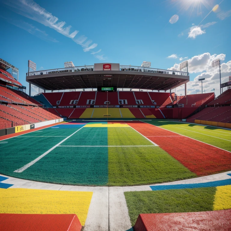 Colorful stadium red yellow green and  blue