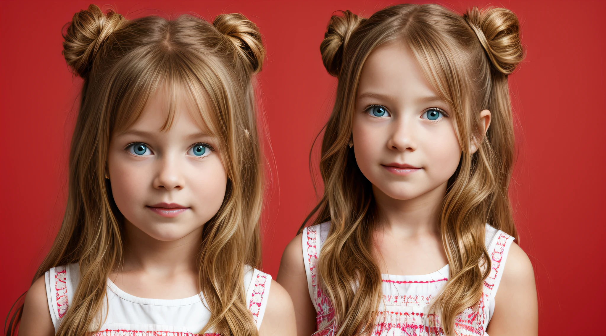 HALO NO LASER, CHILD GIRL BLONDE LONG HAIR, fundo vermelho,