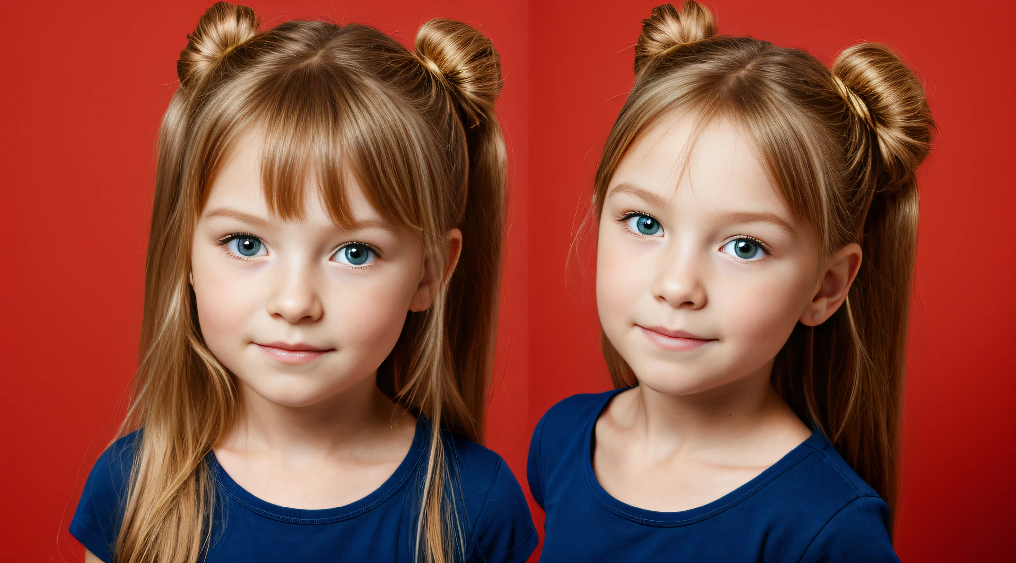 HALO NO LASER, CHILD GIRL BLONDE LONG HAIR, fundo vermelho,