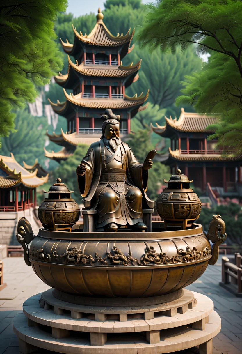 (Best quality,4K,A high resolution,ultra - detailed,actual:1.2),Ancient Chinese Bronze Theme Park,Ancient Chinese bronzes
