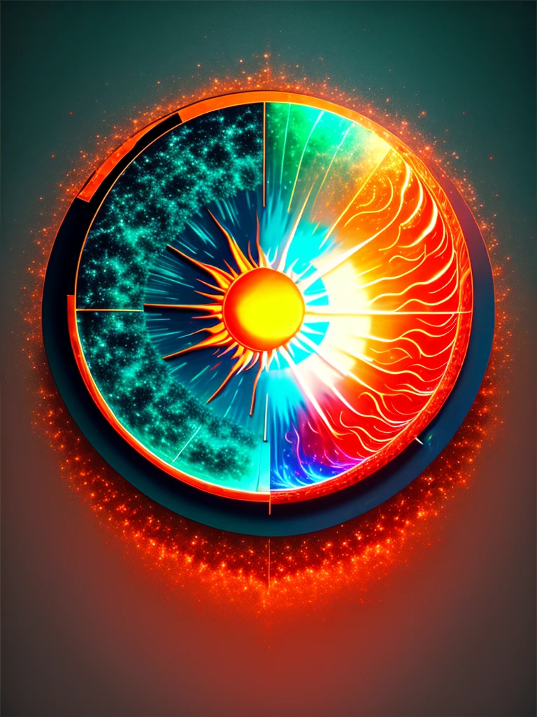 Red green blue neon earth sun flare round