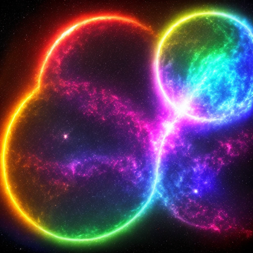 neon earth flare round rainbow space
