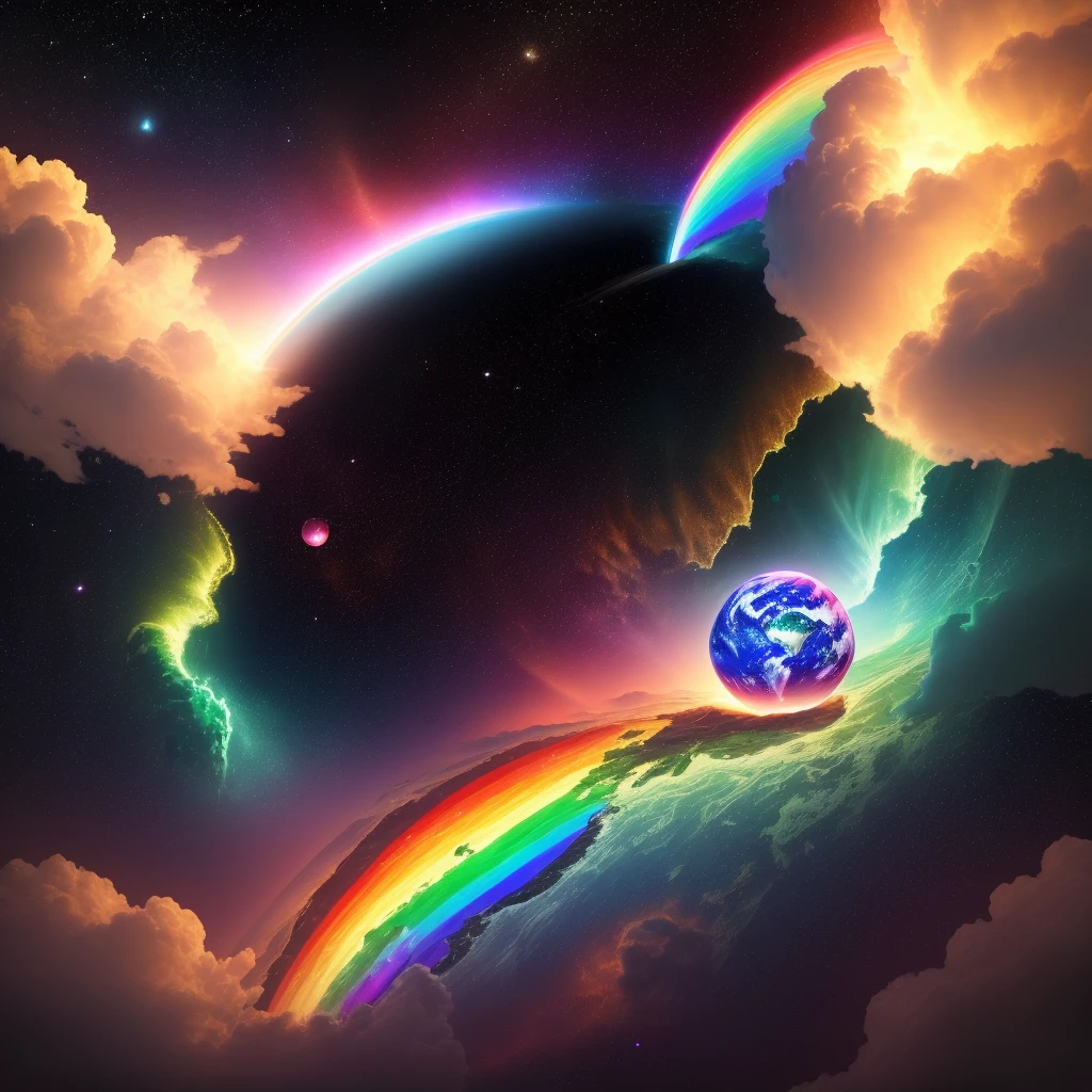 Earth neon pefect spherical space rainbows