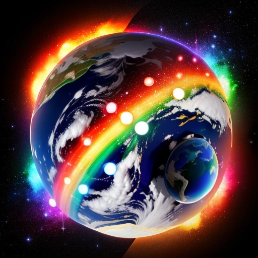 Earth neon pefect spherical space rainbows