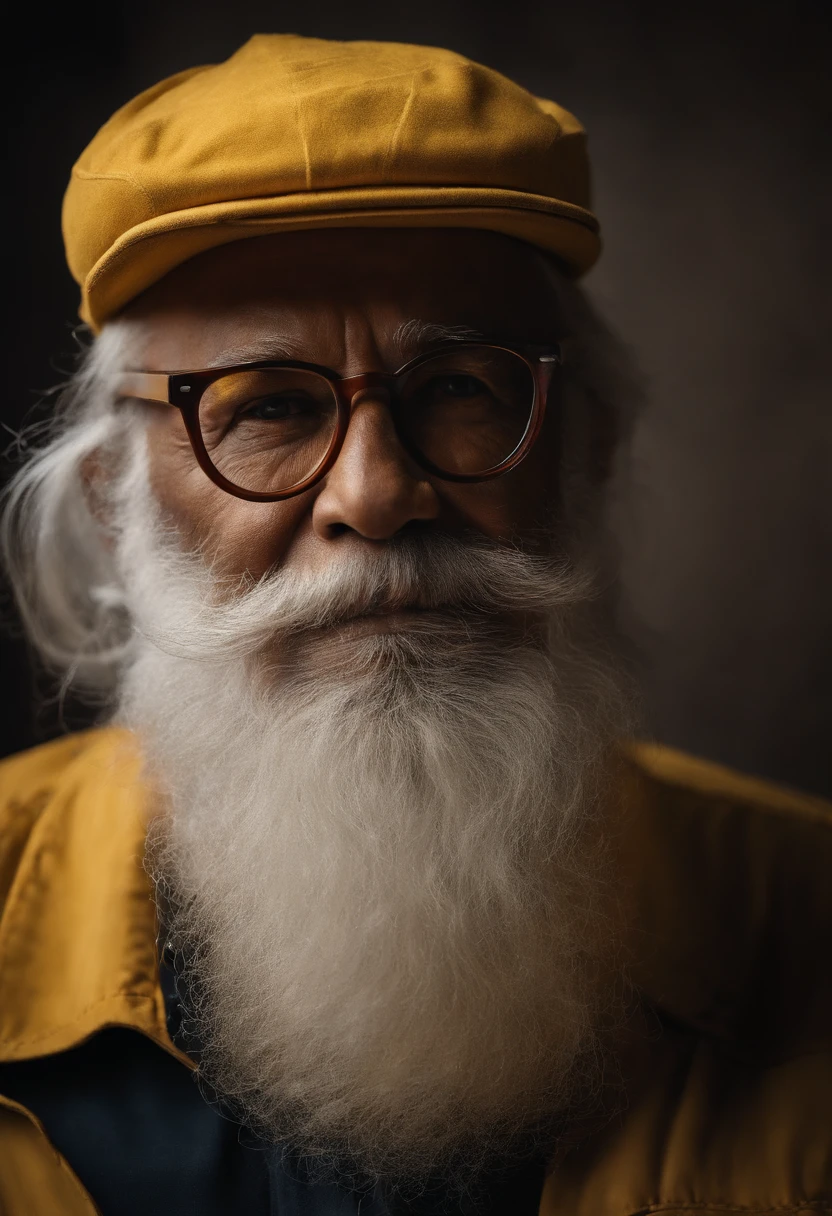 A photo of a carefully selected piece of high-quality mahogany wood for a new furniture project.,original,He has a long white beard and is close to 70 years old. He wear wore rimmed glasses and a yellow safety hat at all times, male