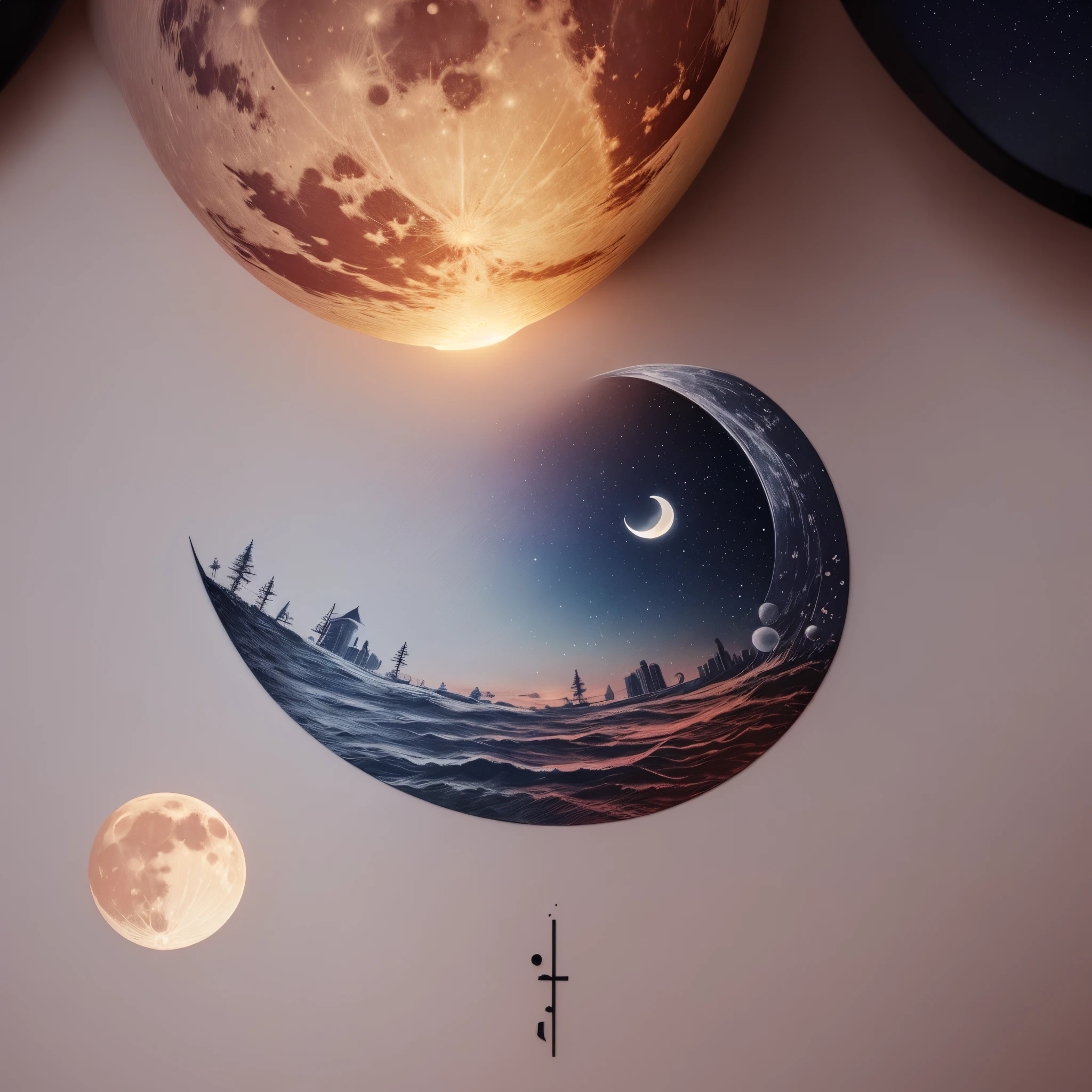 Simple design of sunset and moon tattoo