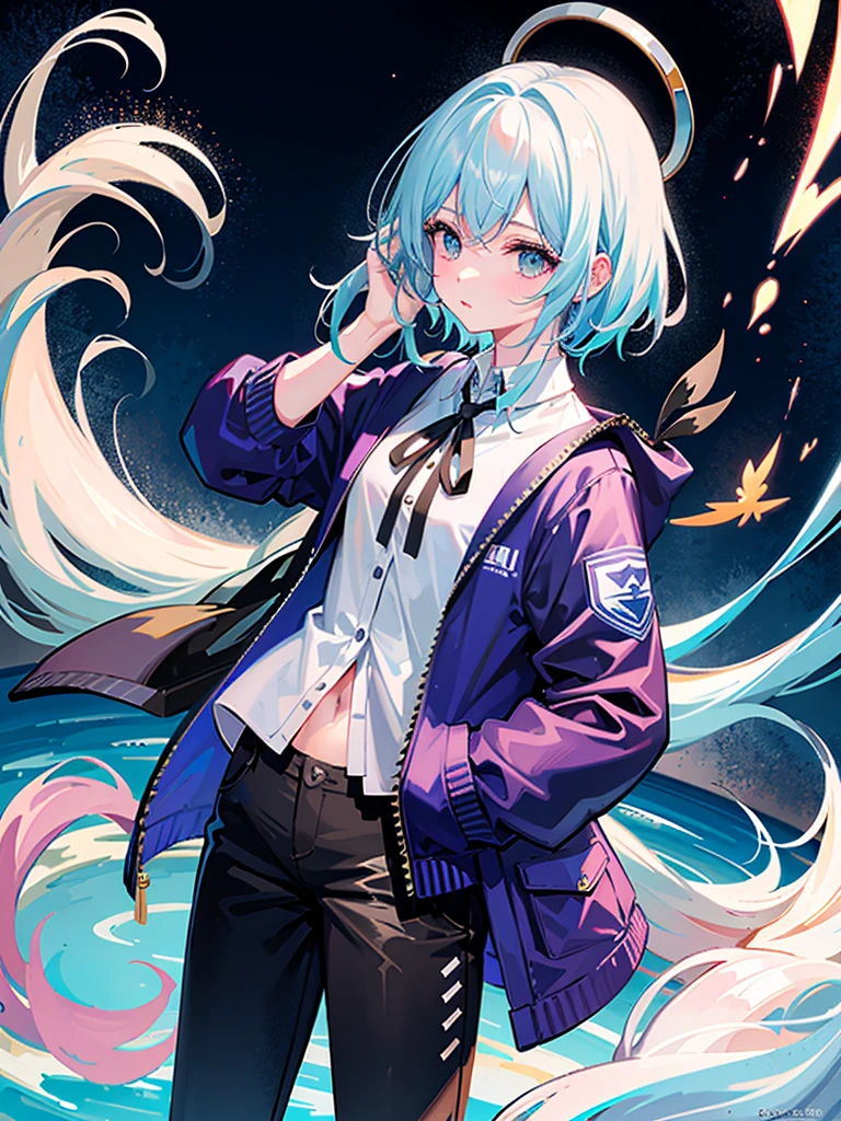 8K分辨率、((qualidade superior))、((obra prima))、((ultra-detalhada))、1 mulher、solo、incredibly absurdness、Capuzes grandes、headphones on head、Rua、Ao ar livre、Chuva、Neons、cabelo atalho、Olhos coloridos、Hands in pockets、short pant、water dripping