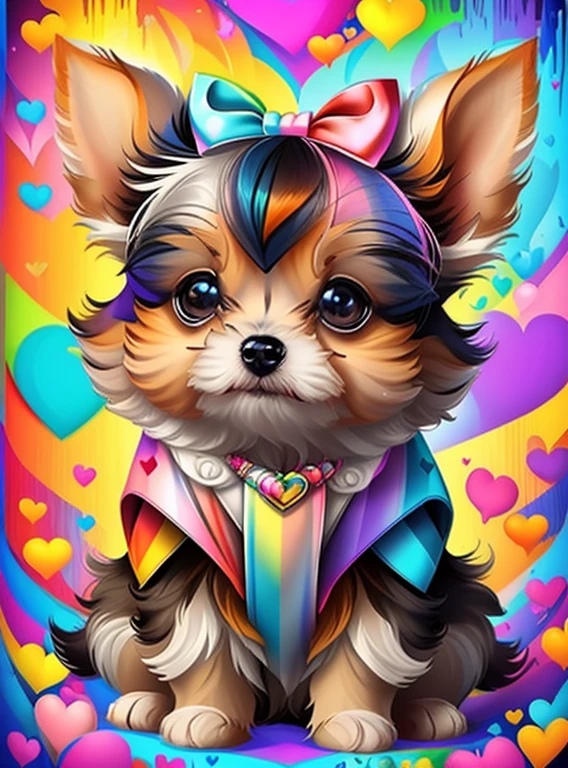 (cute baby yorkshire with bow with lots hearts),(melhor pose),(best angle), (better expression), Eduardo Kobra acolchoamento ,multidimensional geometric wall PORTRAIT, arte, Chibi,
Yang08k, lindo, Colouring,
Primary works, qualidade superior, melhor qualidade, Arte Oficial, Beautiful and Aesthetic, pelos coloridos,