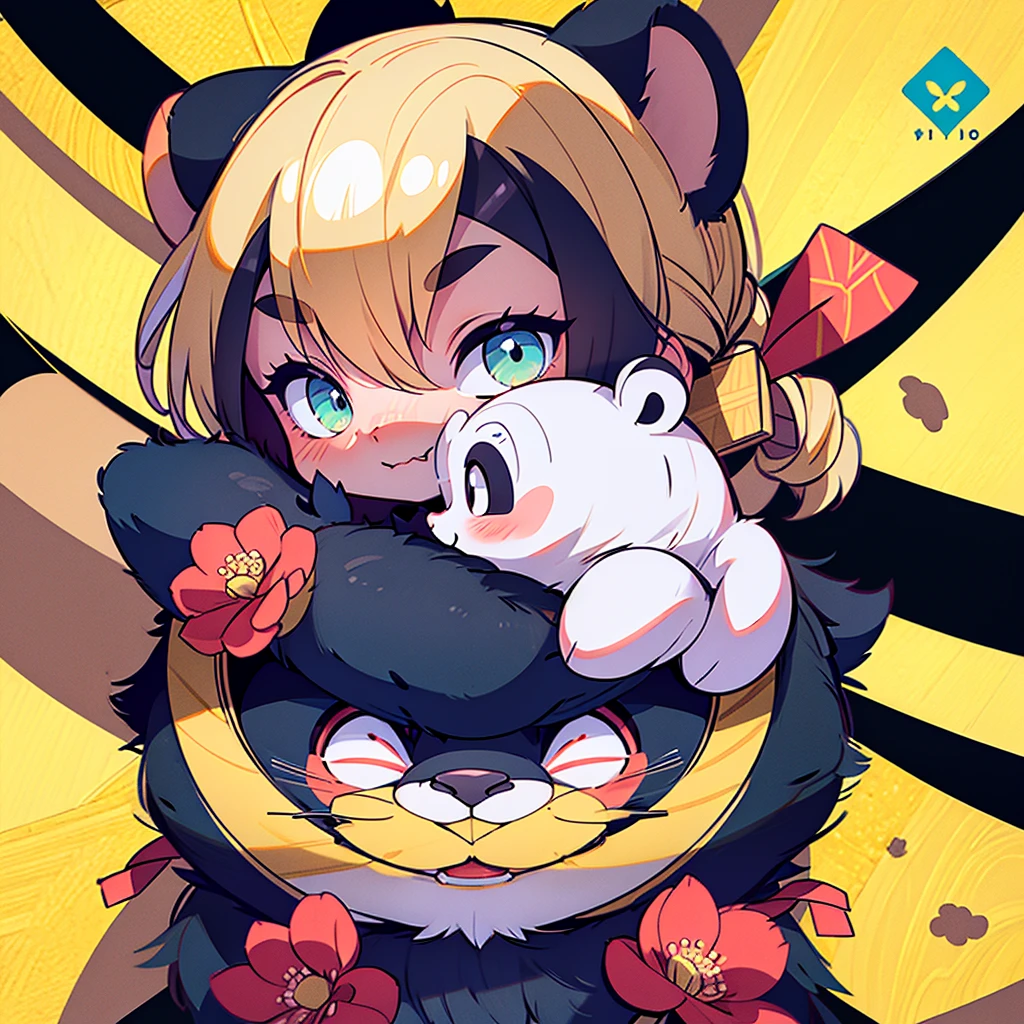 etiqueta,(Um panda de anime),cheerful expressions,roupas fofas,in circle, fundo branco, Borda dourada,simples, ultra detalhado, desenho detalhado, vetorizado, 8k, design de adesivo profissional, DESIGN PLANO, linhas vetoriais, etiqueta, desenho, desenho, Full-HD