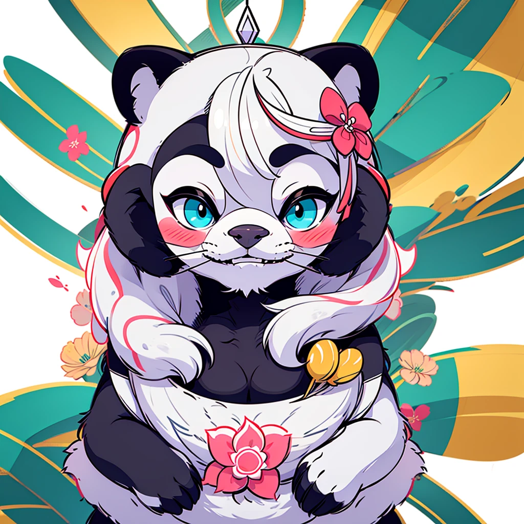 etiqueta,(Um panda de anime),cheerful expressions,roupas fofas,in circle, fundo branco, Borda dourada,simples, ultra detalhado, desenho detalhado, vetorizado, 8k, design de adesivo profissional, DESIGN PLANO, linhas vetoriais, etiqueta, desenho, desenho, Full-HD