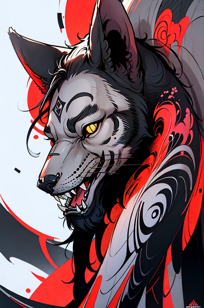 Design of graphic art t-shirts, lobo fresco com copos, arte vetorial, fundo limpo, pintura digital, 8k