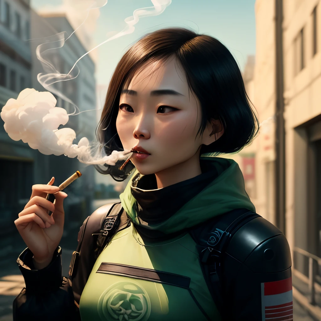 Asian female androids smoking weed