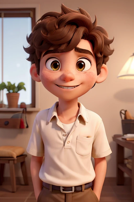Obra-prima, de melhor qualidade. Garoto com olhos castanhos com cabelo ondulado,brother with brown hair light brown eyes