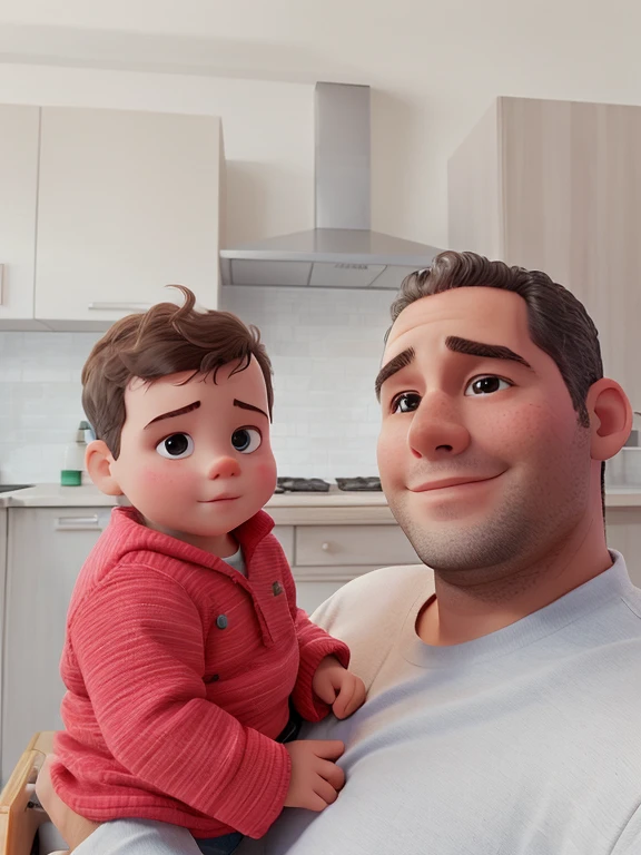 there is a man holding a baby.