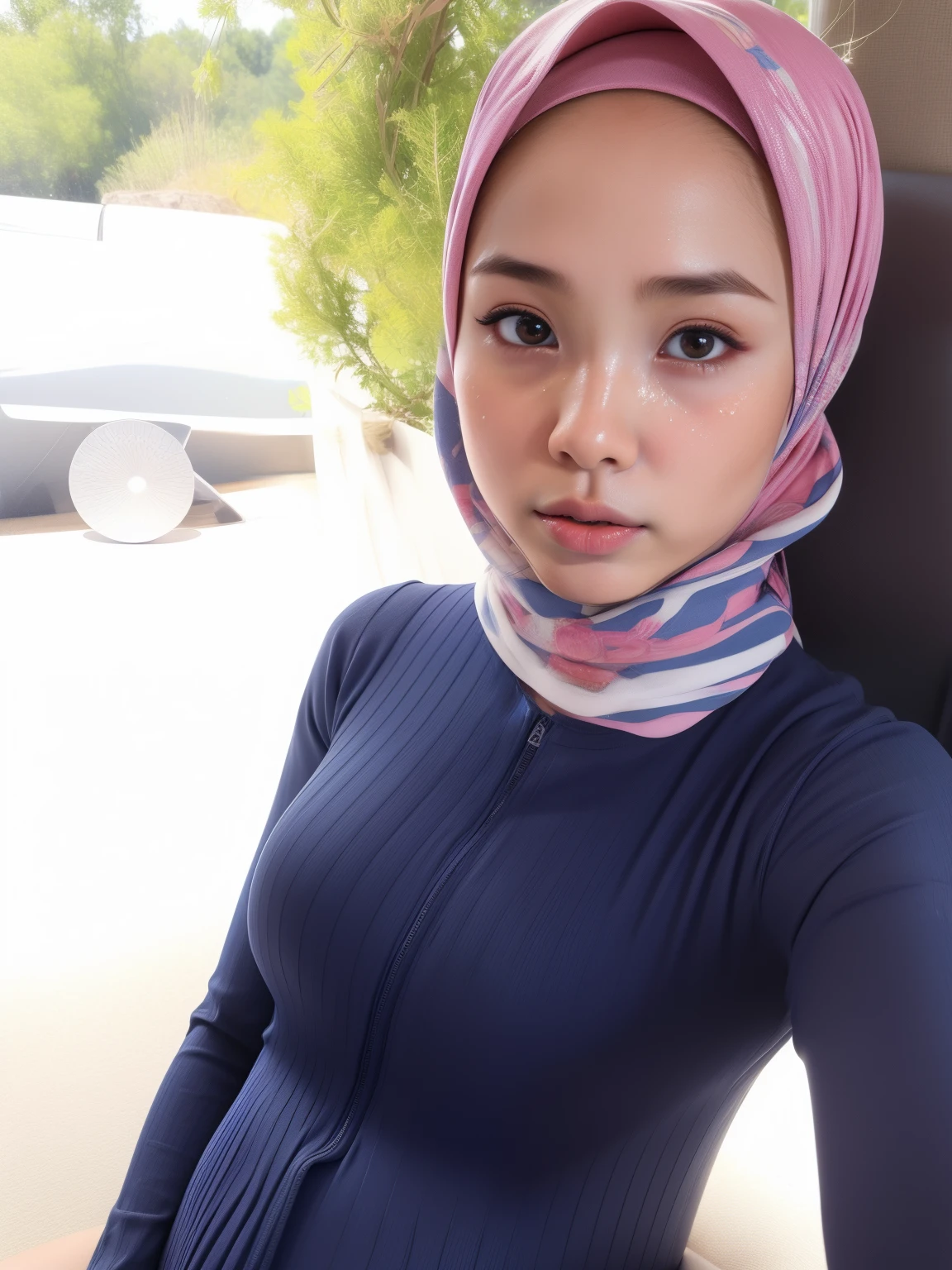 HIJAB MALAY GIRL, masutepiece, High quality, UHD 32K, Realistic face, Realistic skin feeling , A Japanese Lady, 8 , Little Gite and baby-like face, Women's Competition One-Piece Swimsuit, Sitting, itting open legs, Spread Leg, (((facials))), (((Sadness))), (((heavy pregnancy))), (((flat chest))),