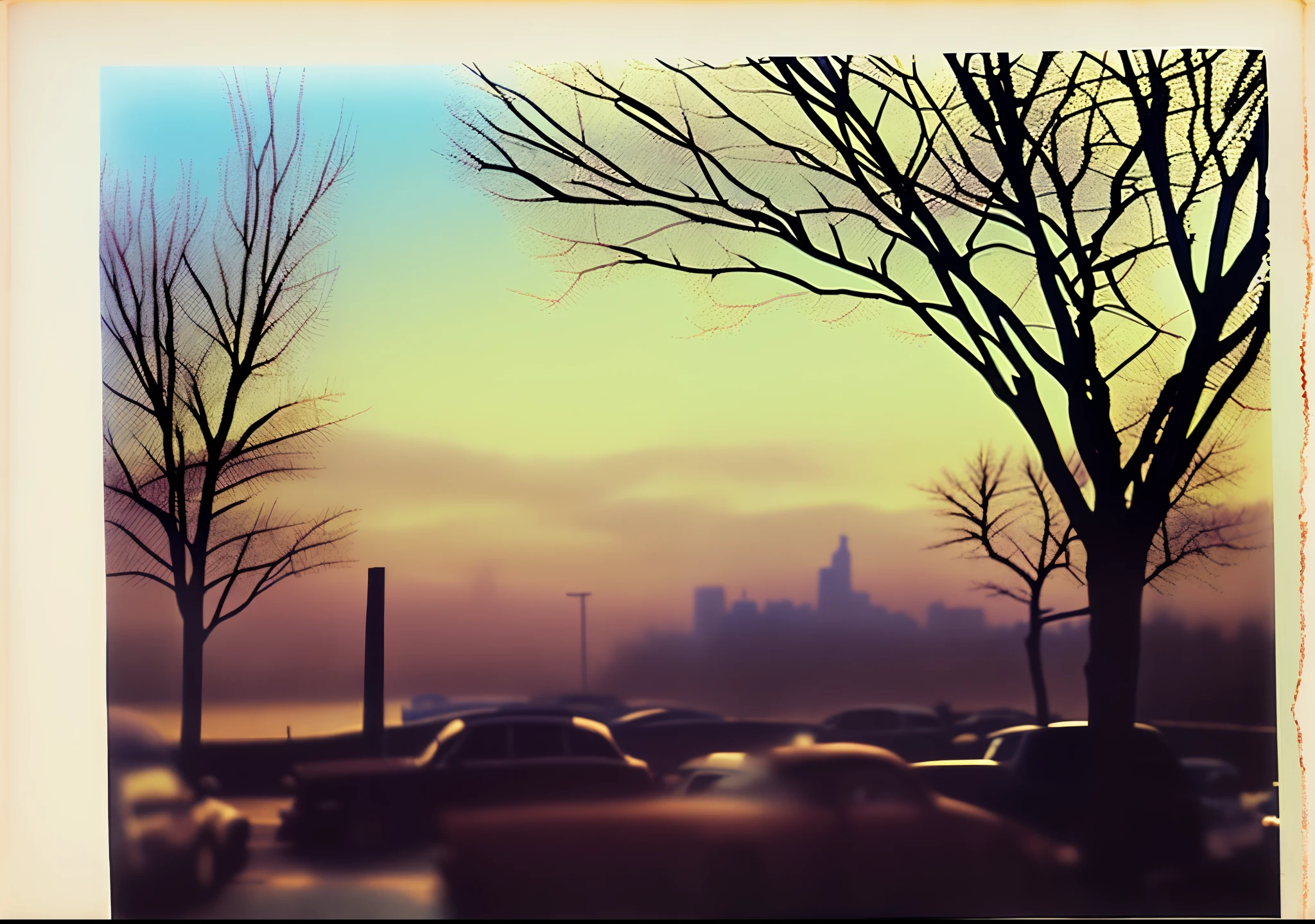 cars parked on the curb with a city in the background, 1960s color photograph, ektachrome color photograph, old color photograph, round buildings in background, kodachrome photo, kodakchrome : : 8 k, by Carl Eytel, color ektachrome photograph, photo taken with ektachrome, by Albert Nemethy