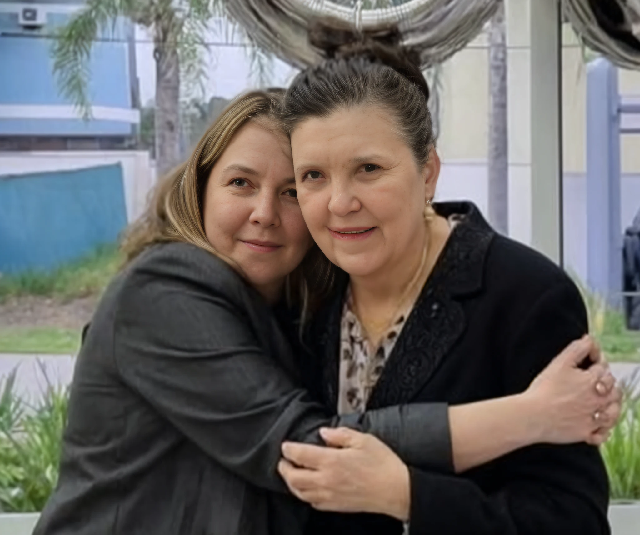 Two women embraced