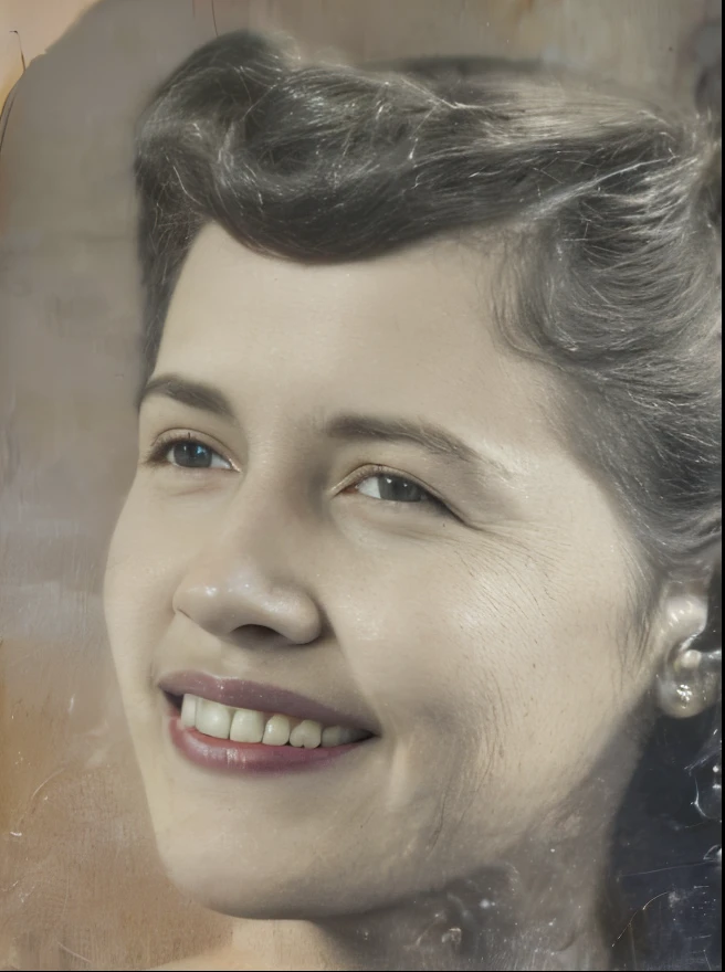 Foto de uma mulher com um sorriso no rosto, foto granulada de uma mulher feia, Dolores Abernathy, na casa dos 20 anos, retrato close up, taken in the early 2020s, em seus primeiros 3 0, fotografia de closeup vintage, Closeup retrato, foto 1960, fechar retrato, Foto de uma mulher